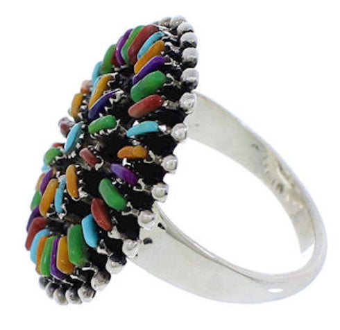 Multicolor Turquoise Sterling Silver Jewelry Ring Size 8-1/4 VX36495